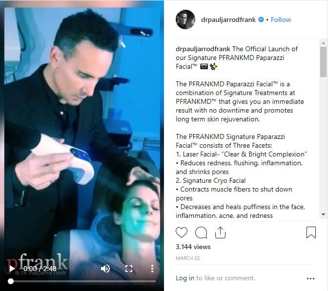 Dr. Frank performing Paparazzi Facial to patient Dr. Frank performing Paparazzi Facial to patient